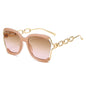 (6 PACK) Wholesale Sunglasses New Arrival Street Fashion Trendy Metal Hollow 2023 - BulkSunglassesWholesale.com - Pink Frame Tea Pink Lens
