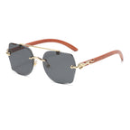 (6 PACK) Wholesale Sunglasses Double Bridge Cut Edge Leopard Head Wood Grain New Arrival Colorful Street Trendy 2024 - BulkSunglassesWholesale.com - Gold Frame Black Grey