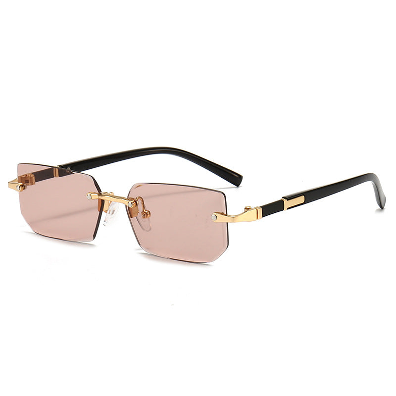 (6 PACK) Wholesale Sunglasses New Arrival Rimless Fashion Trendy Cut Edge Unique Jelly Women 2024 - BulkSunglassesWholesale.com - Transparent Tea