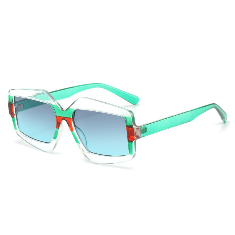 (6 PACK) Wholesale Sunglasses New Arrival Fashion Trendy Trendy Women 2023 - BulkSunglassesWholesale.com - Transparent Green Frame Grey Blue Lens