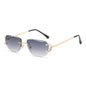 (6 PACK) Wholesale Sunglasses Cut Edge Rimless New Arrival Colorful Unique Street Trendy 2023 - BulkSunglassesWholesale.com - Gold Frame Gradient Black