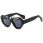 (6 PACK) Wholesale Sunglasses New Arrival Unique Triangle Fashion Unique Women 2023 - BulkSunglassesWholesale.com - Shiny Black Frame Black Lens
