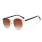 (6 PACK) Wholesale Sunglasses Vintage Round Women Metal Fashion 2023 - BulkSunglassesWholesale.com - Gold Frame Gradient Tea Lens