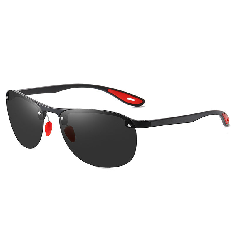 (6 PACK) Wholesale Sports Sunglasses New Arrival Semirimless Polarized Women Fashion TR Night Vision 2023 - BulkSunglassesWholesale.com - Black Frame Black Black Lens