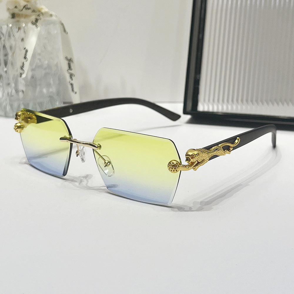(6 PACK) Wholesale Sunglasses New Arrival Vintage Wood Grain Square 2024 - BulkSunglassesWholesale.com - Gold Frame Yellow Blue Lens