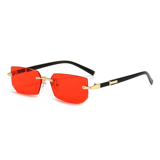 (6 PACK) Wholesale Sunglasses New Arrival Rimless Fashion Trendy Cut Edge Unique Jelly Women 2024 - BulkSunglassesWholesale.com - Red Lens Hover Image