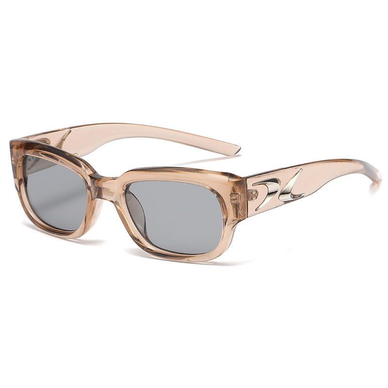 (6 PACK) Wholesale Sunglasses New Arrival Square Trendy Korean Vintage Women Unique Street 2024 - BulkSunglassesWholesale.com - Clear Tea Frame Grey