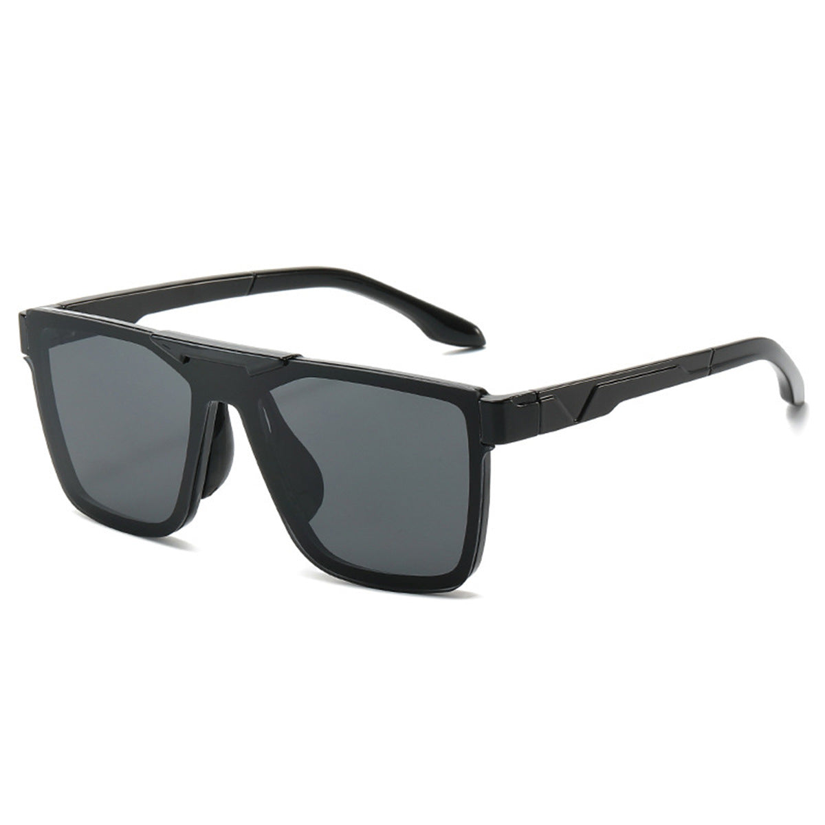 (6 PACK) Wholesale Sunglasses New Arrival Square Trendy Unique Unisex Oversized 2023 - BulkSunglassesWholesale.com - Shiny Black Frame Black Black Lens