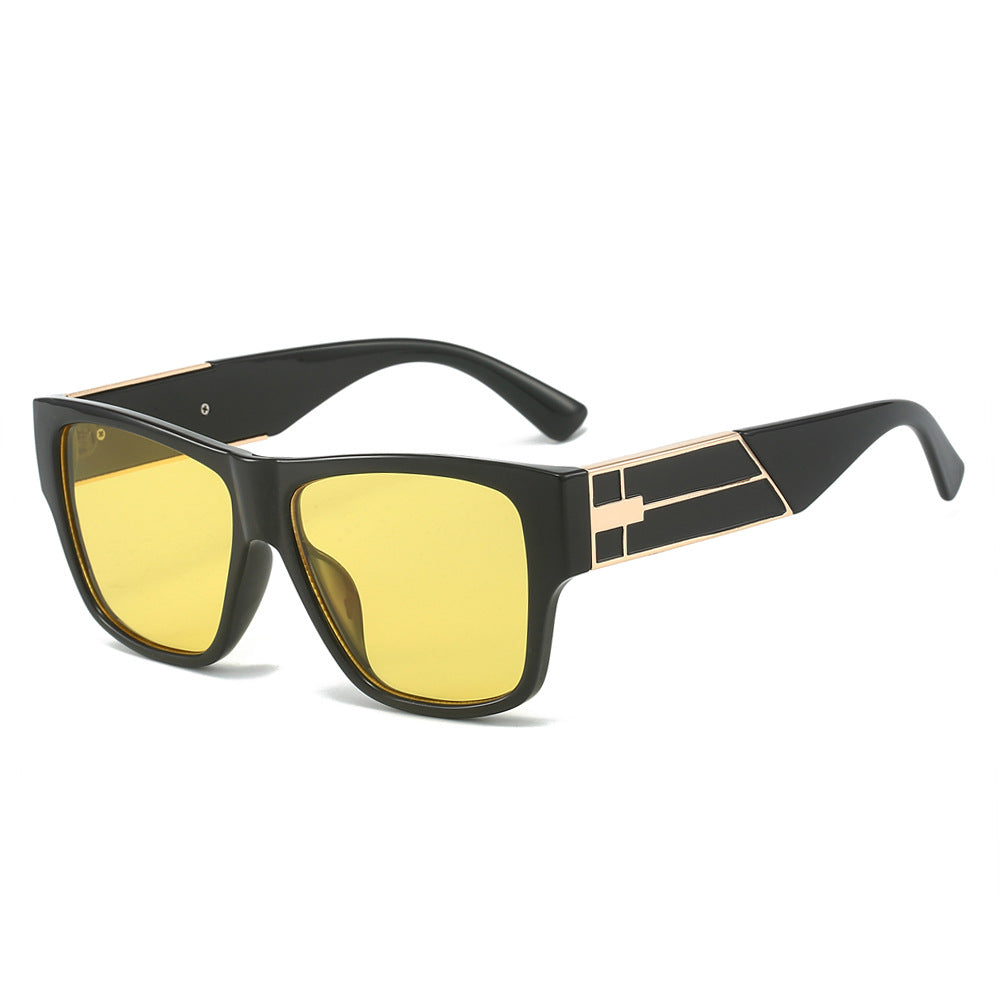 (6 PACK) Wholesale Sunglasses New Arrival Fashion Metal Men Unique Trendy Women 2024 - BulkSunglassesWholesale.com - Black Frame Yellow Lens