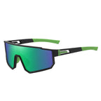 (12 PACK) Wholesale Sports Sunglasses New Arrival Sport Fashion Polarized One Piece Cycling Outdoor 2024 - BulkSunglassesWholesale.com - Black Frame Blue Green Mirrored
