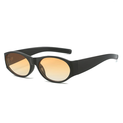 (6 PACK) Wholesale Sunglasses New Arrival Round Fashion Round Unisex 2024 - BulkSunglassesWholesale.com - Black Frame Gradient Orange Lens