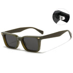 (6 PACK) Wholesale Sunglasses Vintage Square Women New Arrival 2023 - BulkSunglassesWholesale.com - Green Frame Black Grey