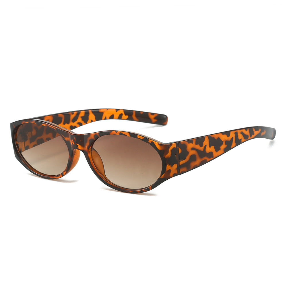 (6 PACK) Wholesale Sunglasses New Arrival Round Fashion Round Unisex 2024 - BulkSunglassesWholesale.com - Leopard Print Frame Gradient Tea Lens