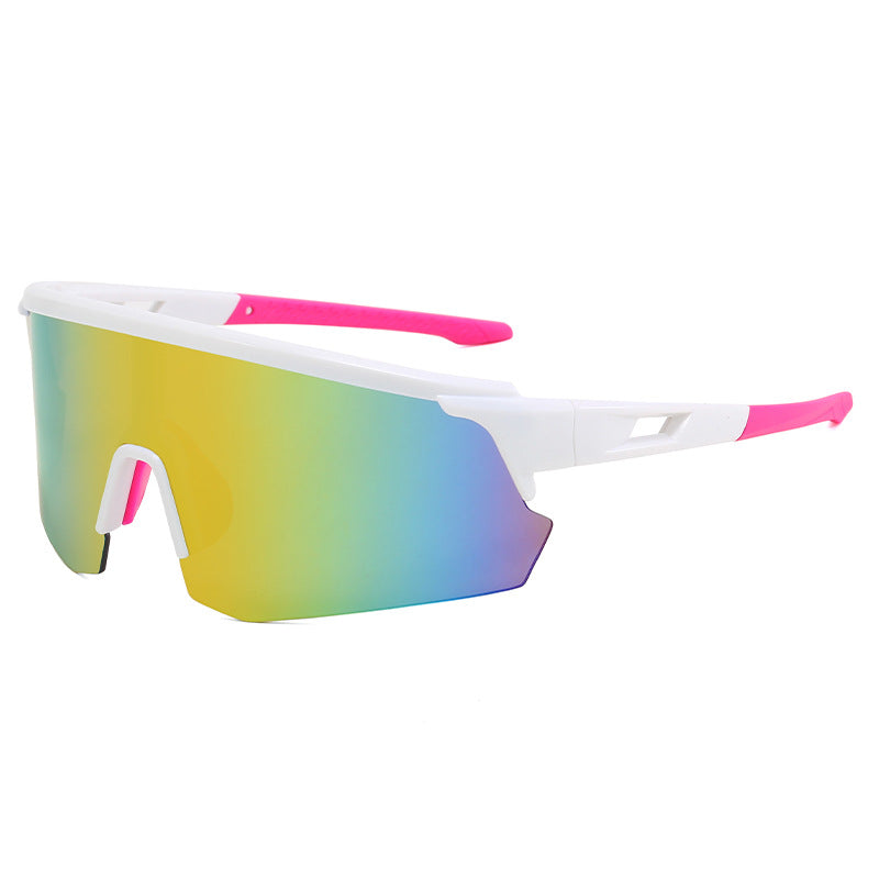 (12 PACK) Wholesale Sports Sunglasses New Arrival Outdoor Windproof Cycling Unisex Sport 2024 - BulkSunglassesWholesale.com - White Frame Orange Mirrored