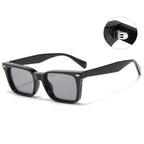 (6 PACK) Wholesale Sunglasses Vintage Square Women New Arrival 2023 - BulkSunglassesWholesale.com - Shiny Black Frame Black Grey