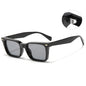 (6 PACK) Wholesale Sunglasses Vintage Square Women New Arrival 2023 - BulkSunglassesWholesale.com - Shiny Black Frame Black Grey