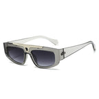 (6 PACK) Wholesale Sunglasses New Arrival Small Fashion Unique Metal Hollow 2023 - BulkSunglassesWholesale.com - Grey Frame Gradient Black Lens