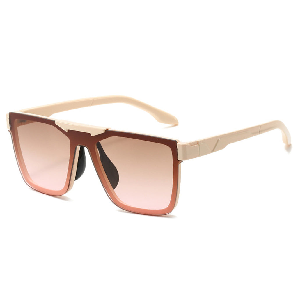 (6 PACK) Wholesale Sunglasses New Arrival Square Trendy Unique Unisex Oversized 2023 - BulkSunglassesWholesale.com - Beige Frame Tea Pink Lens