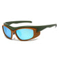 (6 PACK) Wholesale Sunglasses New Arrival Sport Women Outdoor Cycling 2023 - BulkSunglassesWholesale.com - Green Temple Tea Frame Blue Mirrored