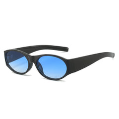 (6 PACK) Wholesale Sunglasses New Arrival Round Fashion Round Unisex 2024 - BulkSunglassesWholesale.com - Black Frame Gradient Blue Lens