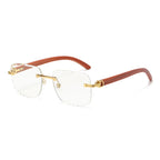(6 PACK) Wholesale Sunglasses New Arrival Wood Grain Fashion Square Cut Edge Rimless Unique Street 2023 - BulkSunglassesWholesale.com - White