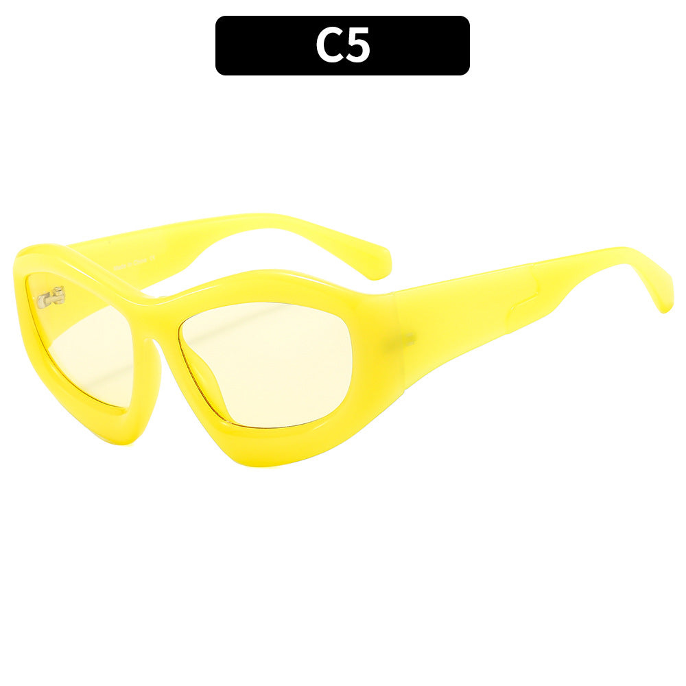 (6 PACK) Wholesale Sunglasses Unique Hip Hop Fashion Trendy 2023 - BulkSunglassesWholesale.com - Yellow Frame Yellow Lens