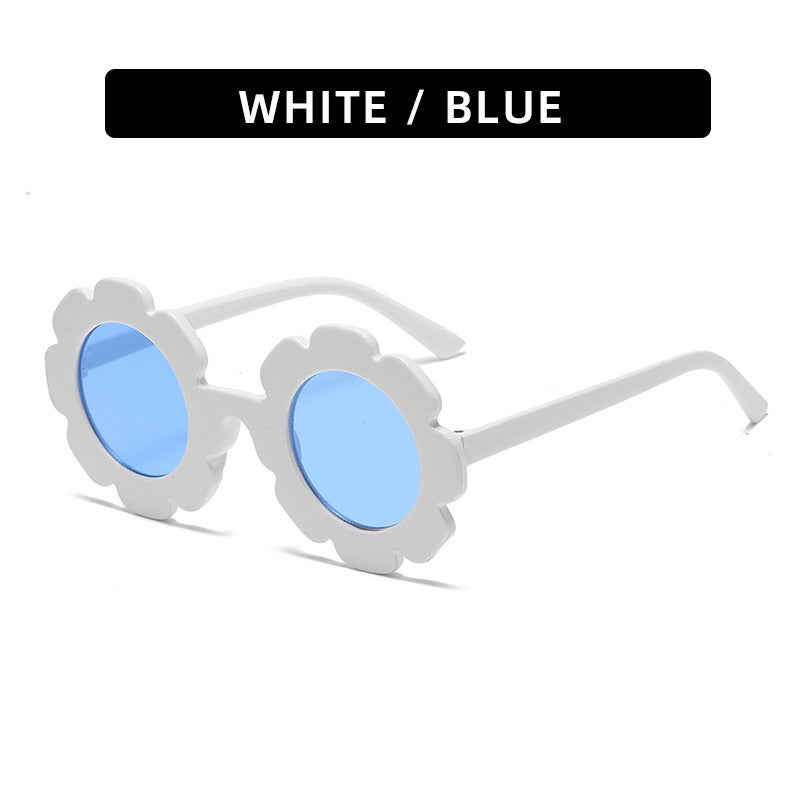 (6 PACK) Wholesale Sunglasses 2023 - BulkSunglassesWholesale.com - White Frame Blue Lens