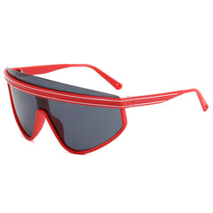 (12 PACK) Wholesale Sports Sunglasses Cyber Punk Sport Unisex Unique Cycling 2023 - BulkSunglassesWholesale.com - Red Frame Black Lens