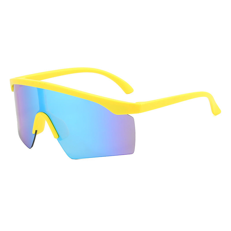 (12 PACK) Wholesale Sports Sunglasses New Arrival Sport Outdoor Unique Kids Cycling 2023 - BulkSunglassesWholesale.com - Yellow Frame Blue Mirrored