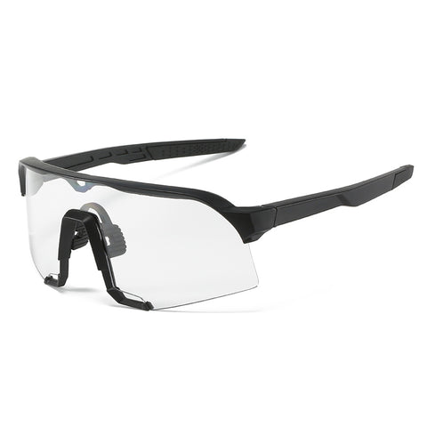 (12 PACK) Wholesale Sports Sunglasses 2023 - BulkSunglassesWholesale.com - Black Frame Clear Lens