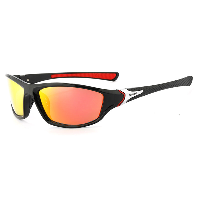 (12 PACK) Wholesale Sports Sunglasses Polarized Sport Fashion Unisex Outdoor Cycling 2024 - BulkSunglassesWholesale.com - Black Frame Red Mirrored Lens Red Temple