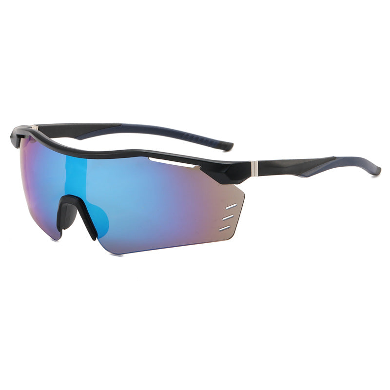 (12 PACK) Wholesale Sports Sunglasses New Arrival Cycling Women Outdoor Sport Unique Fashion Windproof 2023 - BulkSunglassesWholesale.com - Black Frame Blue Mirrored