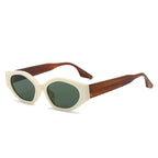 (6 PACK) Wholesale Sunglasses New Arrival Unique Small Cat Eye Fashion Women 2023 - BulkSunglassesWholesale.com - Beige White Frame Green Lens