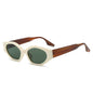 (6 PACK) Wholesale Sunglasses New Arrival Unique Small Cat Eye Fashion Women 2023 - BulkSunglassesWholesale.com - Beige White Frame Green Lens