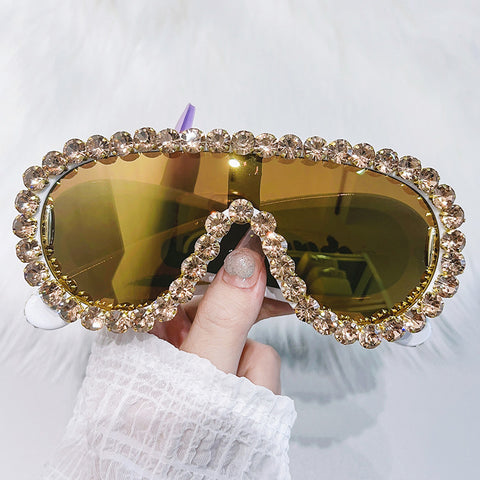 (6 PACK) Wholesale Sunglasses 2023 - BulkSunglassesWholesale.com - White Frame Gold Mirrored Tea