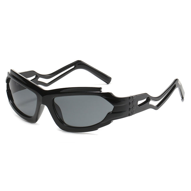 (6 PACK) Wholesale Sunglasses Unique Punk Women Y2K Futuristic Funny Cycling 2023 - BulkSunglassesWholesale.com - Black Grey Hover Image