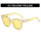 (6 PACK) Wholesale Sunglasses Fashion New Arrival Oversized Square Unique Rhinestone 2023 - BulkSunglassesWholesale.com - Yellow Frame Yellow Lens