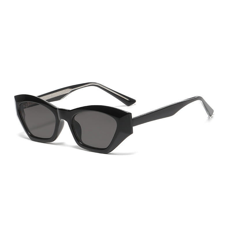 (6 PACK) Wholesale Sunglasses Polygon Cat Eye Wire Core TR New Arrival Hip Hop Street Trendy 2023 - BulkSunglassesWholesale.com - Black Frame Black Grey