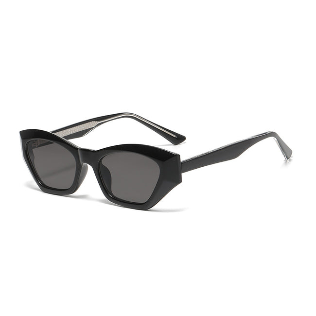 (6 PACK) Wholesale Sunglasses Polygon Cat Eye Wire Core TR New Arrival Hip Hop Street Trendy 2023 - BulkSunglassesWholesale.com - Black Frame Black Grey Hover Image
