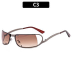 (6 PACK) Wholesale Sunglasses New Arrival Metal Vintage Women Y2K Punk Hip Hop 2023 - BulkSunglassesWholesale.com - Gunmetal Frame Gradient Tea Lens