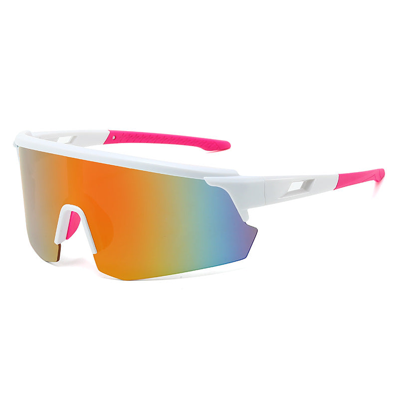 (12 PACK) Wholesale Sports Sunglasses New Arrival Outdoor Windproof Unisex Cycling Sport 2024 - BulkSunglassesWholesale.com - White Red Mirrored