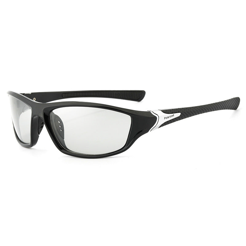 (12 PACK) Wholesale Sports Sunglasses Polarized Sport Fashion Unisex Outdoor Cycling 2024 - BulkSunglassesWholesale.com - Black Frame Photochromic Lens Black Temple