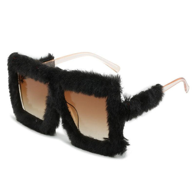 (6 PACK) Fluffy Fur Wholesale Sunglasses Women Square 2022 M121006 Main Image