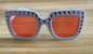 (6 PACK) Wholesale Sunglasses New Arrival Square Rhinestone Fashion Vintage Trendy 2023 - BulkSunglassesWholesale.com - White Frame Red Lens