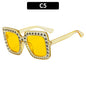 (6 PACK) Wholesale Sunglasses New Arrival Square Rhinestone Fashion Vintage Trendy 2023 - BulkSunglassesWholesale.com - Clear Yellow Frame Yellow Lens