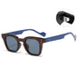 (6 PACK) Wholesale Sunglasses New Arrival Square Women Vintage Fashion Rivet 2023 - BulkSunglassesWholesale.com - Leopard Print Frame Blue Temple Black Grey