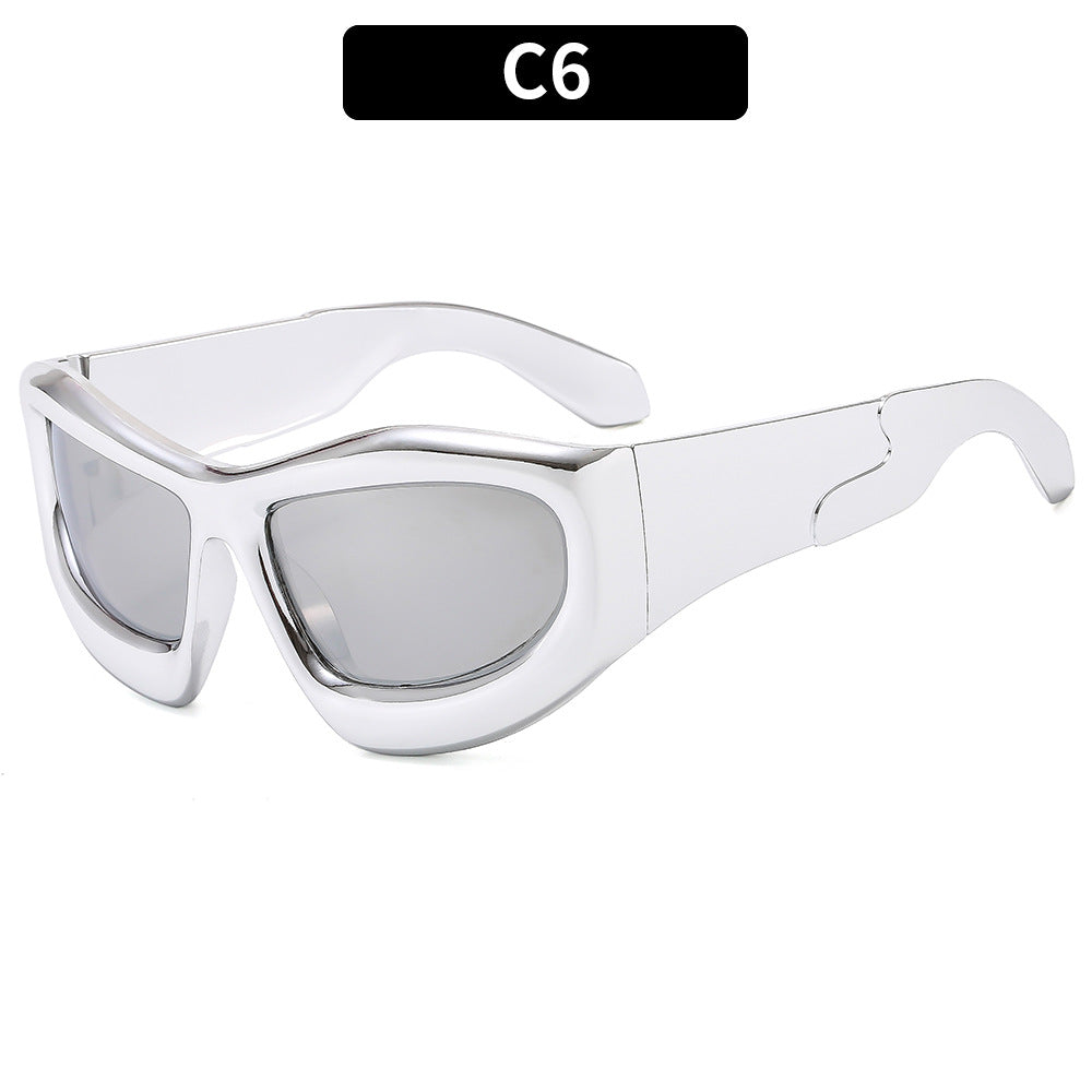 (6 PACK) Wholesale Sunglasses Unique Hip Hop Fashion Trendy 2023 - BulkSunglassesWholesale.com - Silver Frame Mirrored Lens