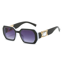 (6 PACK) Wholesale Sunglasses 2023 - BulkSunglassesWholesale.com - Black White Frame Gradient Black Lens