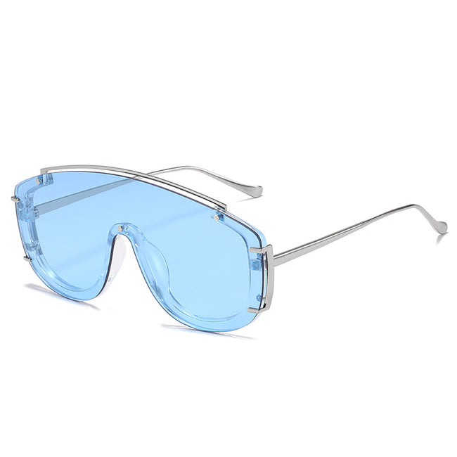 (6) PACK Wholesale Sunglasses 2023 - BulkSunglassesWholesale.com - Blue Frame Blue Lens Hover Image