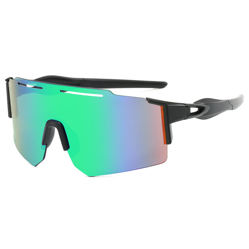 (12 PACK) Wholesale Sports Sunglasses Kids Cycling New Arrival Sport 2024 - BulkSunglassesWholesale.com - Black Frame Green Mirrored